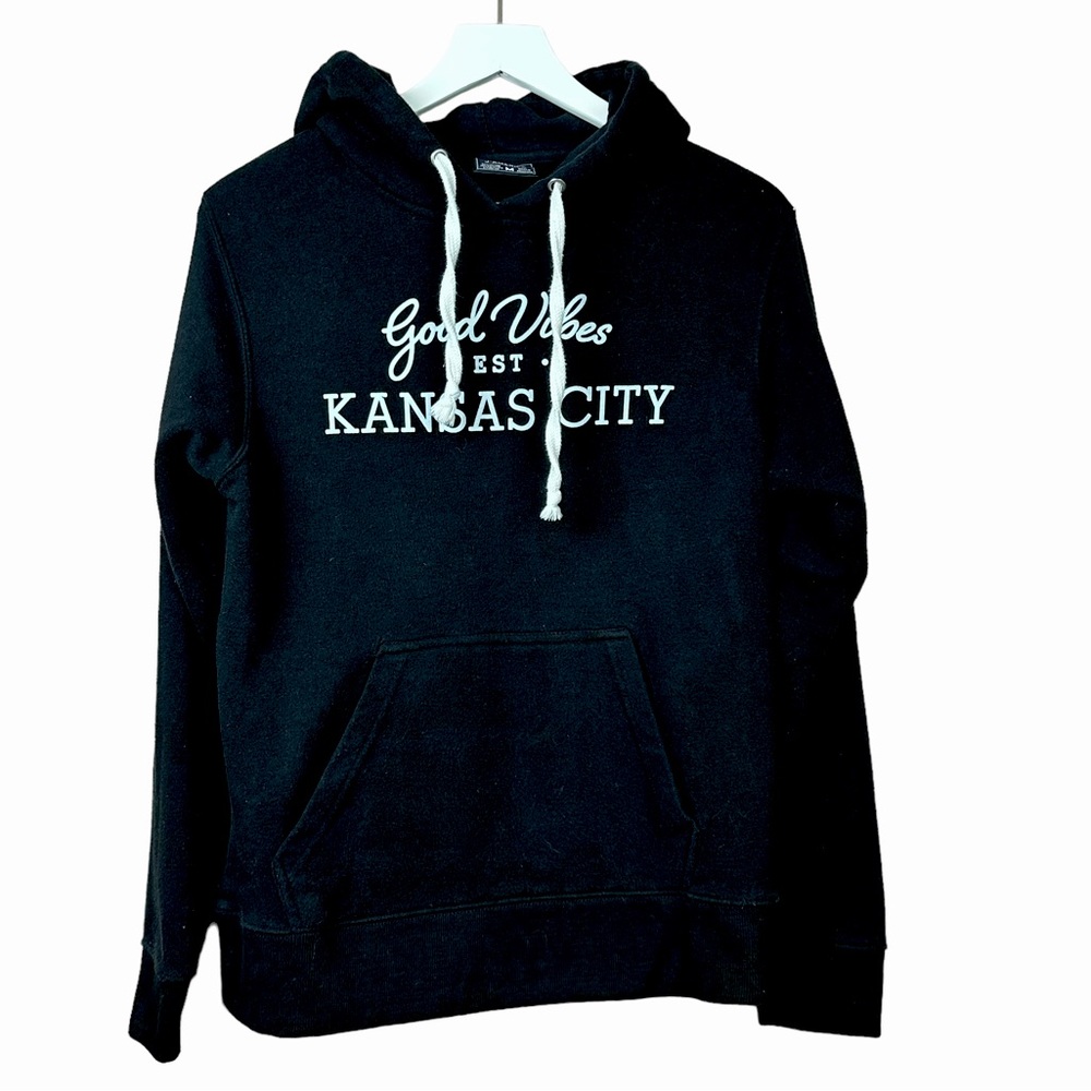 Good Vibes Kansas City KC Black Hoodie Sz M J America